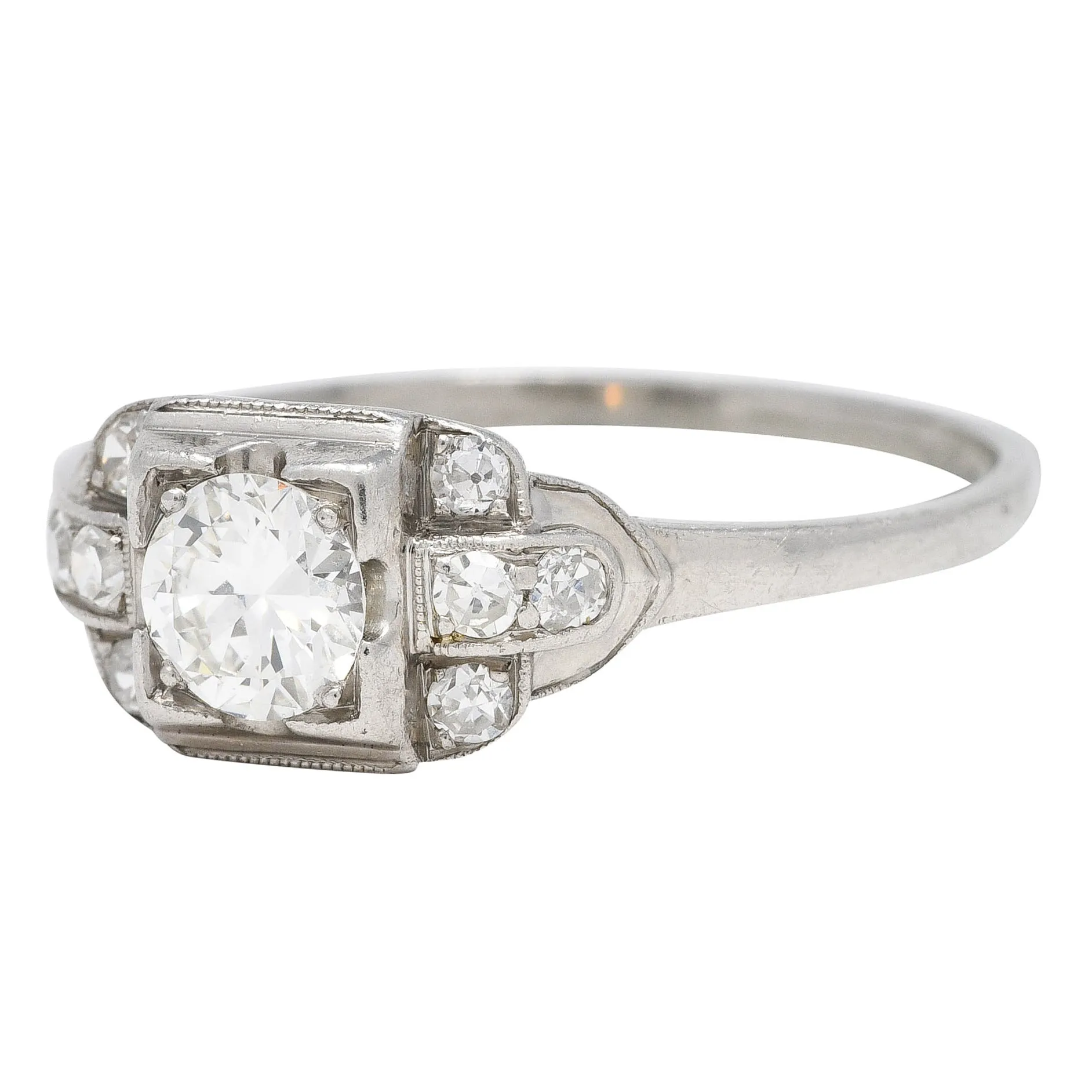 1950's Mid-Century 0.65 CTW Diamond Platinum Engagement Ring