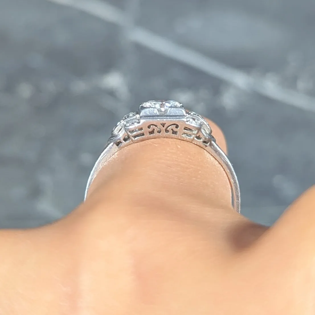 1950's Mid-Century 0.65 CTW Diamond Platinum Engagement Ring