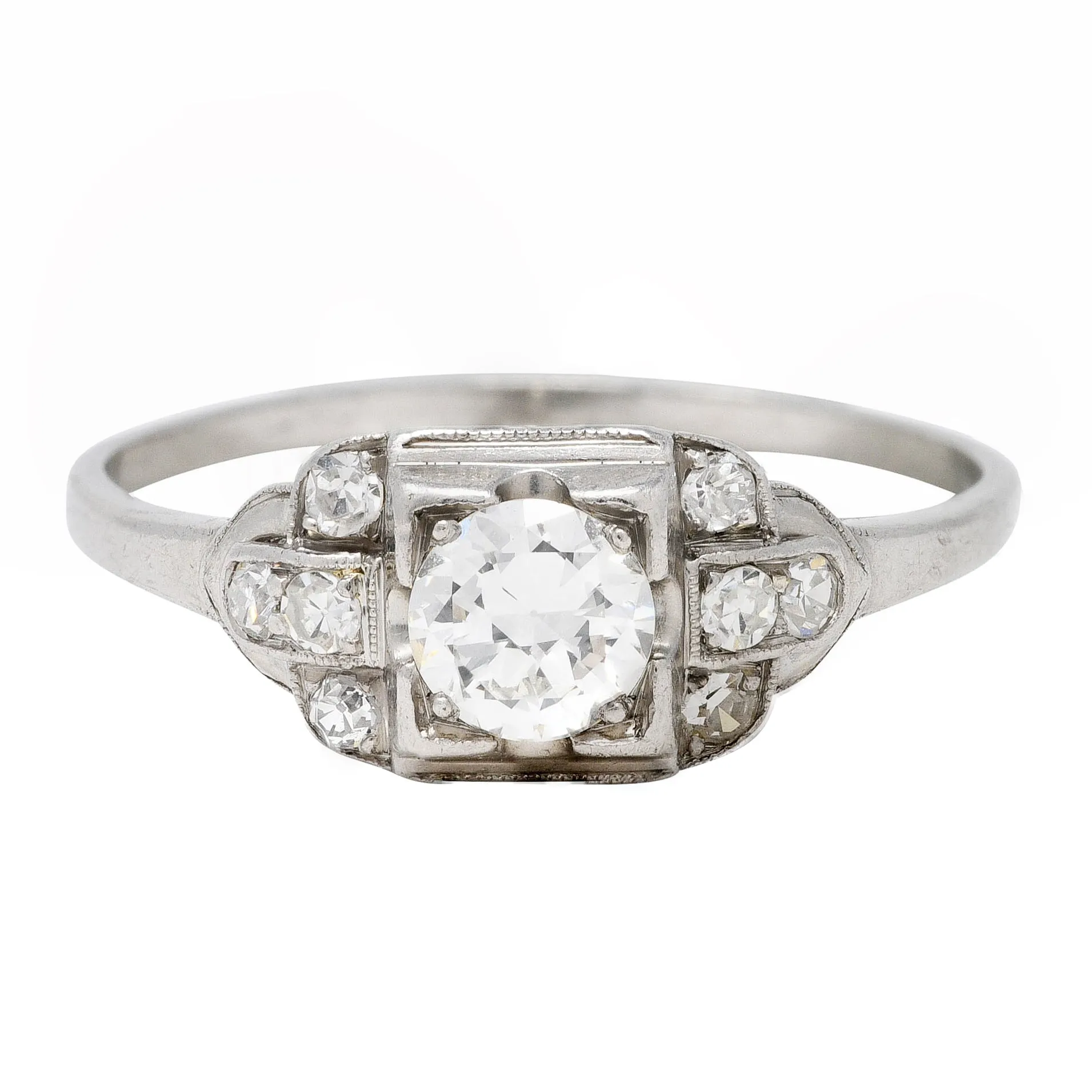 1950's Mid-Century 0.65 CTW Diamond Platinum Engagement Ring