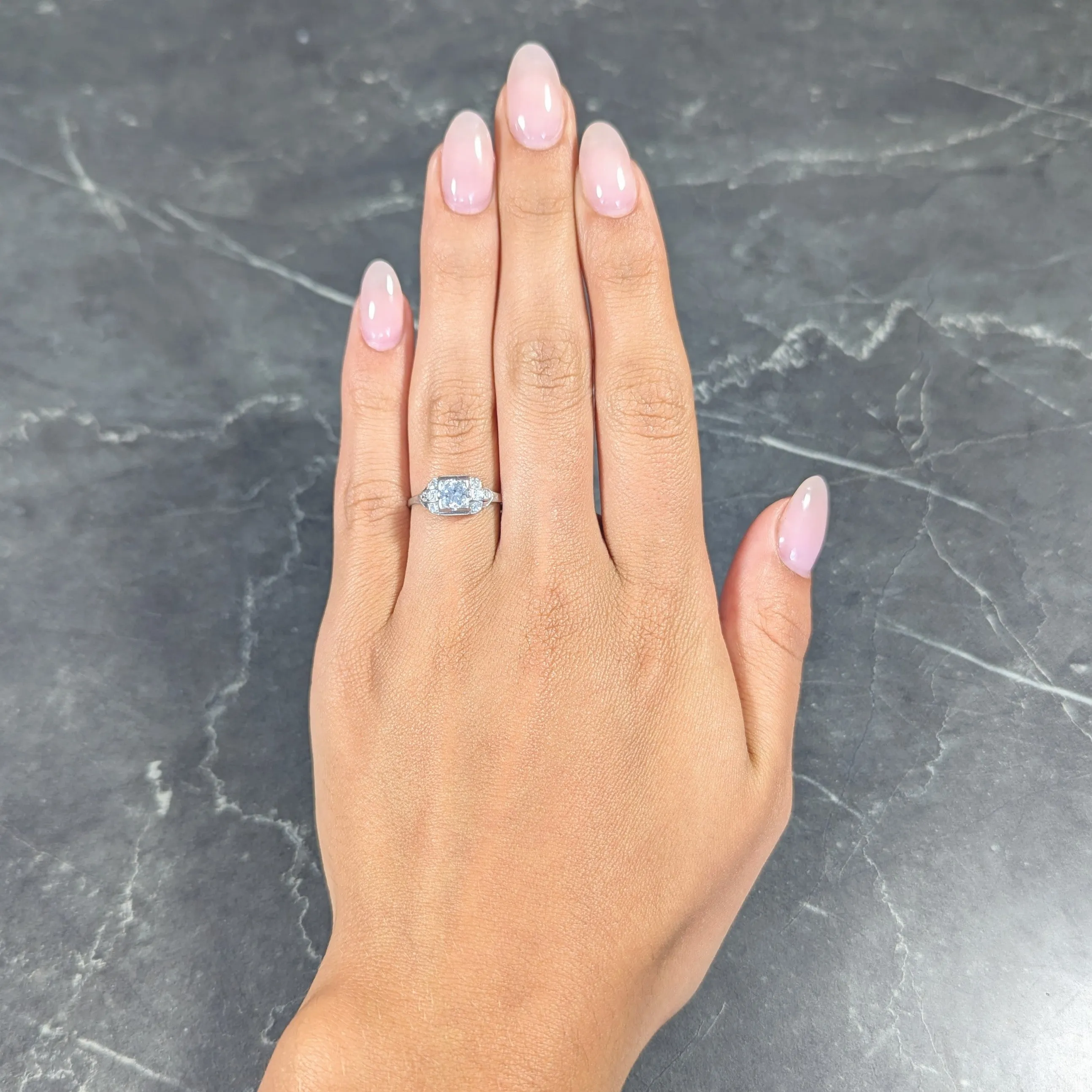 1950's Mid-Century 0.65 CTW Diamond Platinum Engagement Ring