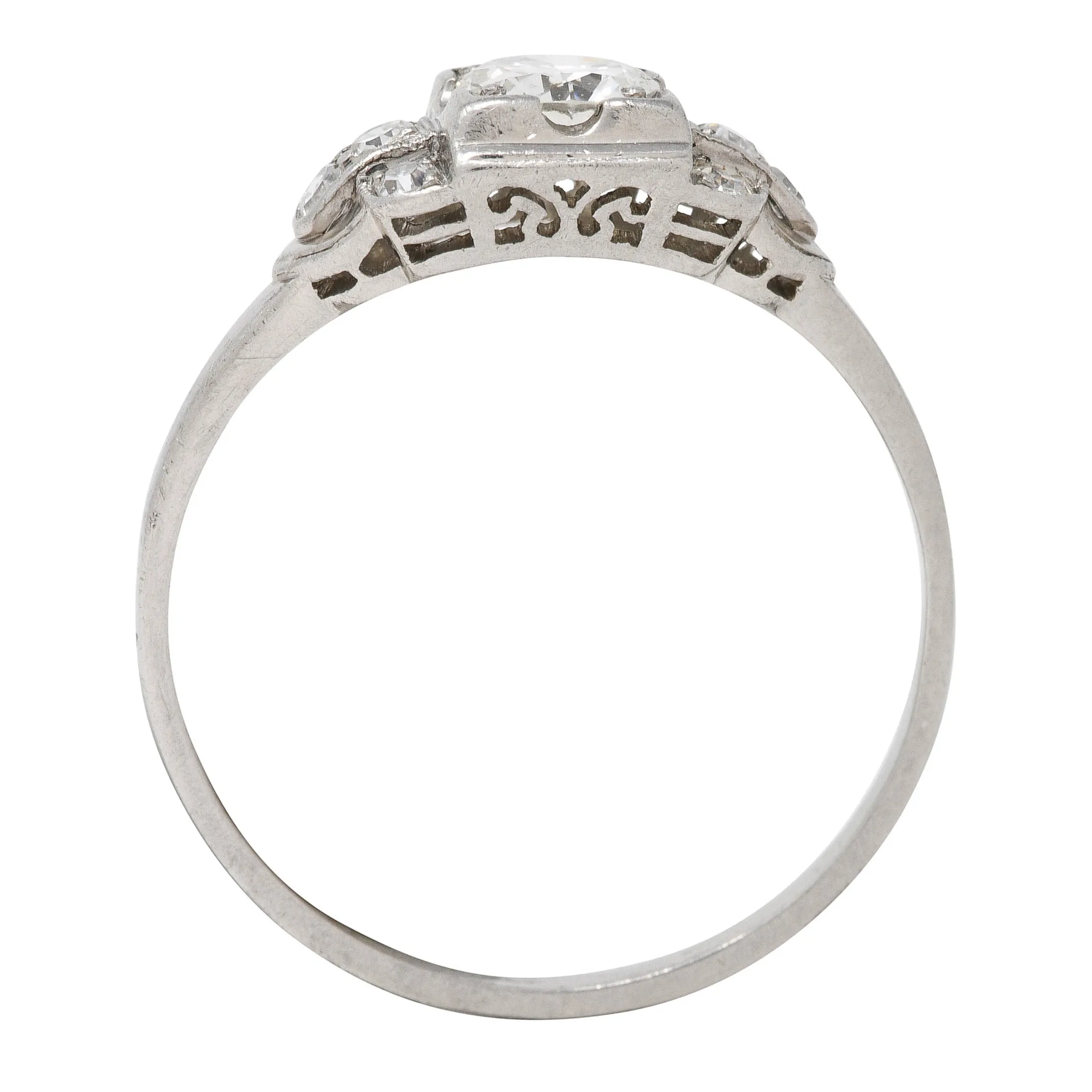 1950's Mid-Century 0.65 CTW Diamond Platinum Engagement Ring