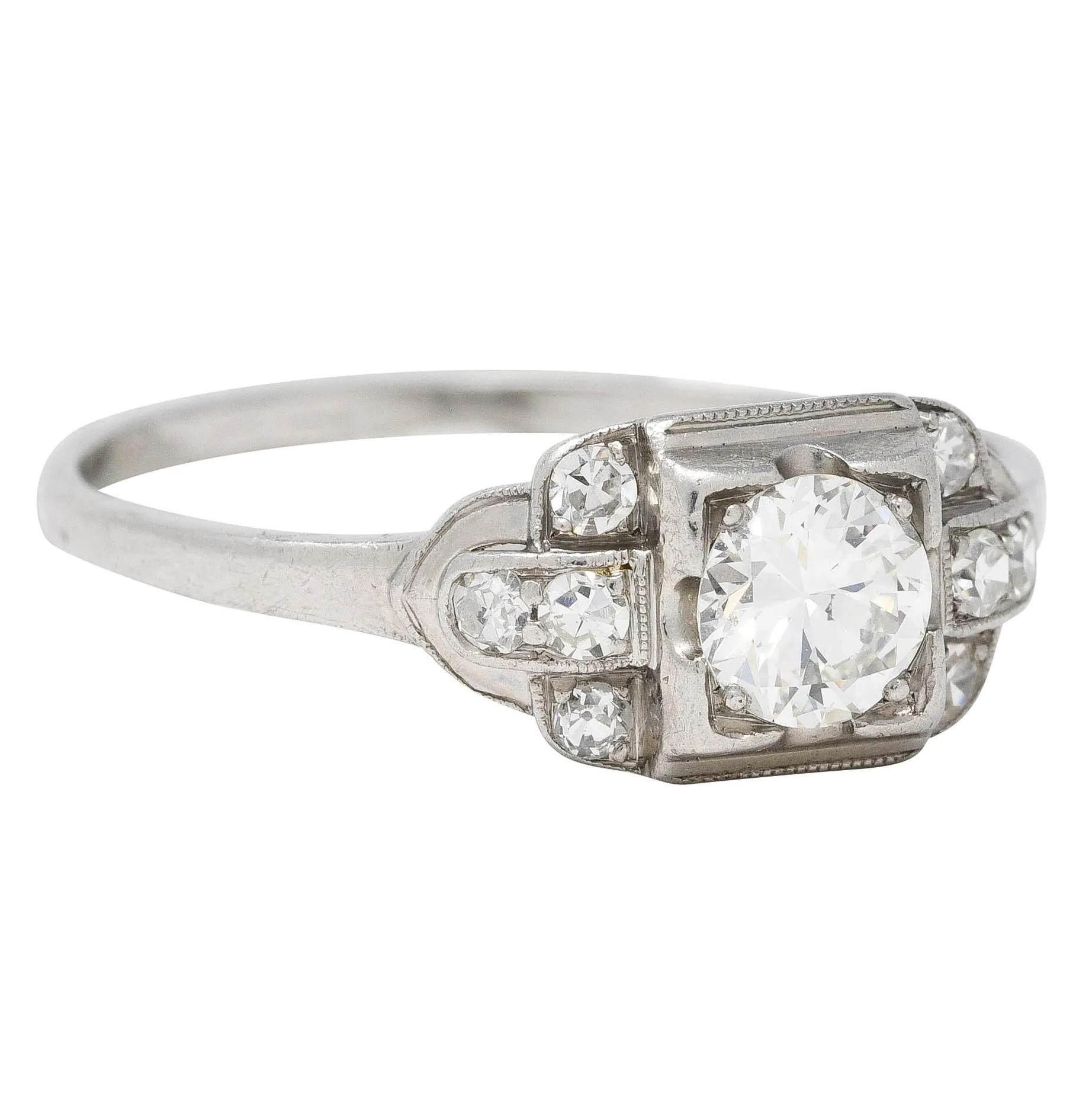 1950's Mid-Century 0.65 CTW Diamond Platinum Engagement Ring