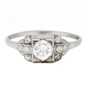 1950's Mid-Century 0.65 CTW Diamond Platinum Engagement Ring