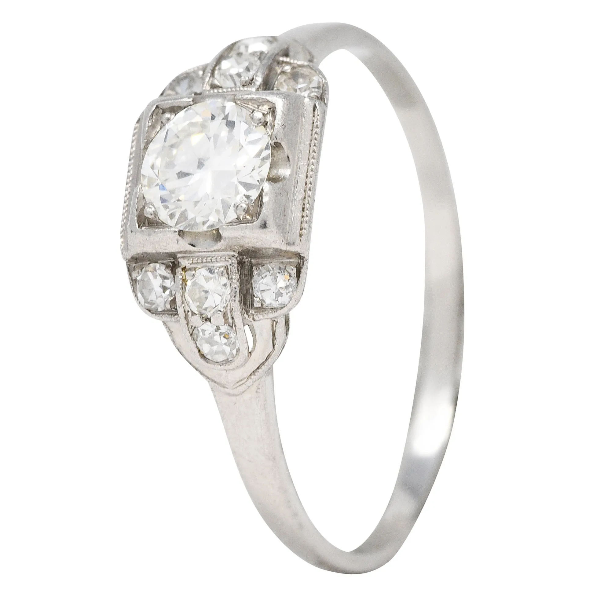 1950's Mid-Century 0.65 CTW Diamond Platinum Engagement Ring