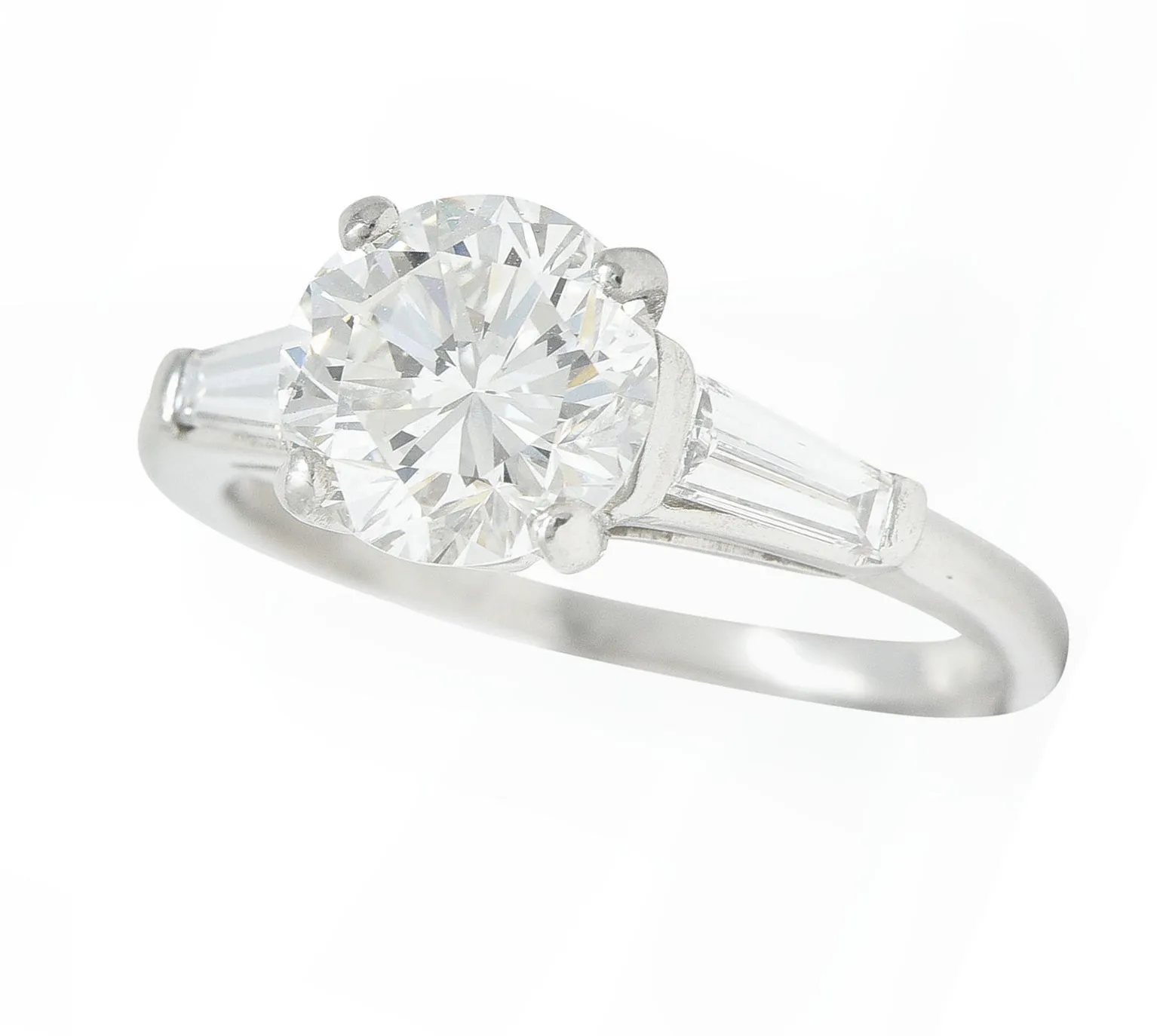 1950's Mid-Century 1.85 CTW Diamond Platinum Engagement Ring