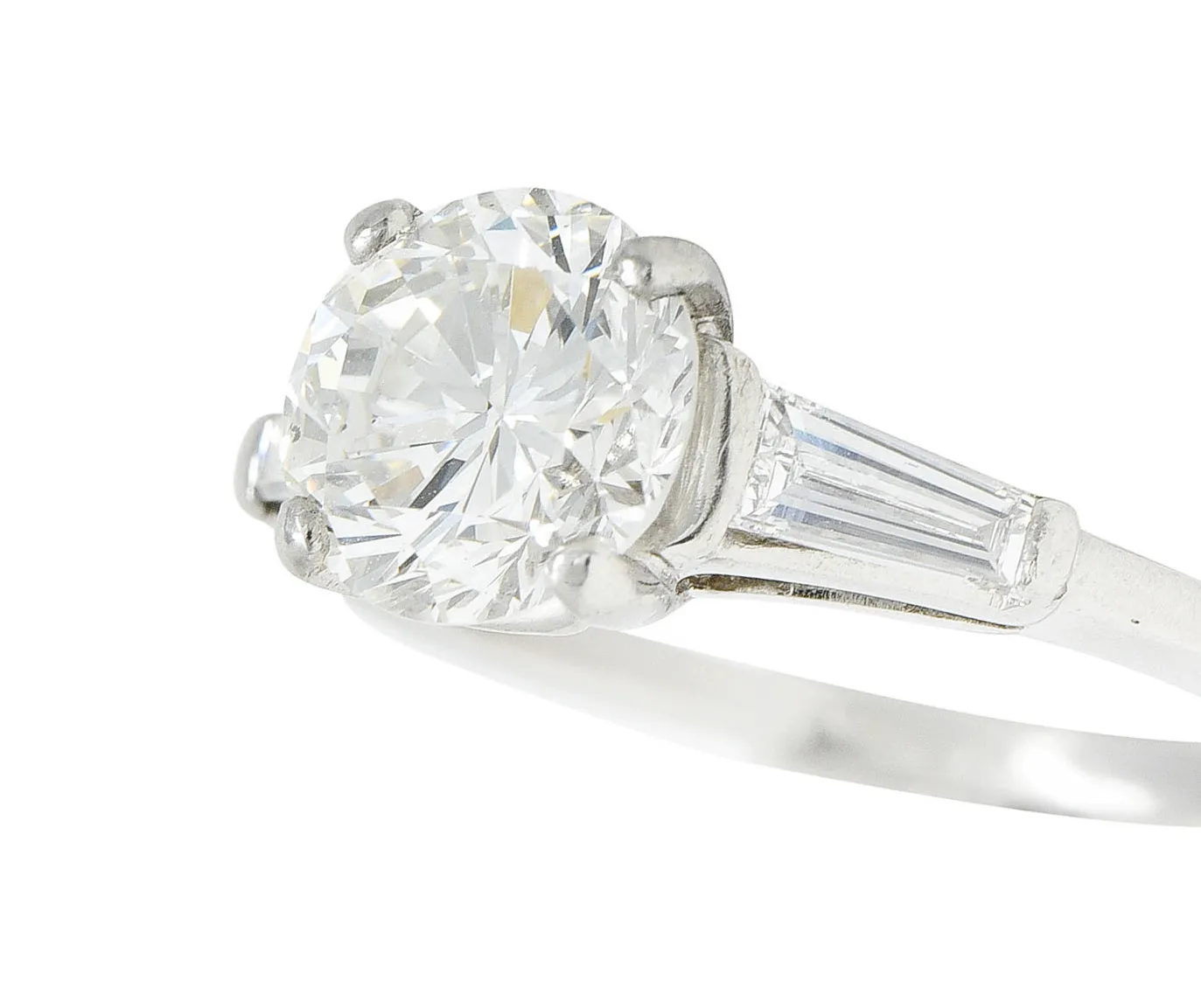 1950's Mid-Century 1.85 CTW Diamond Platinum Engagement Ring