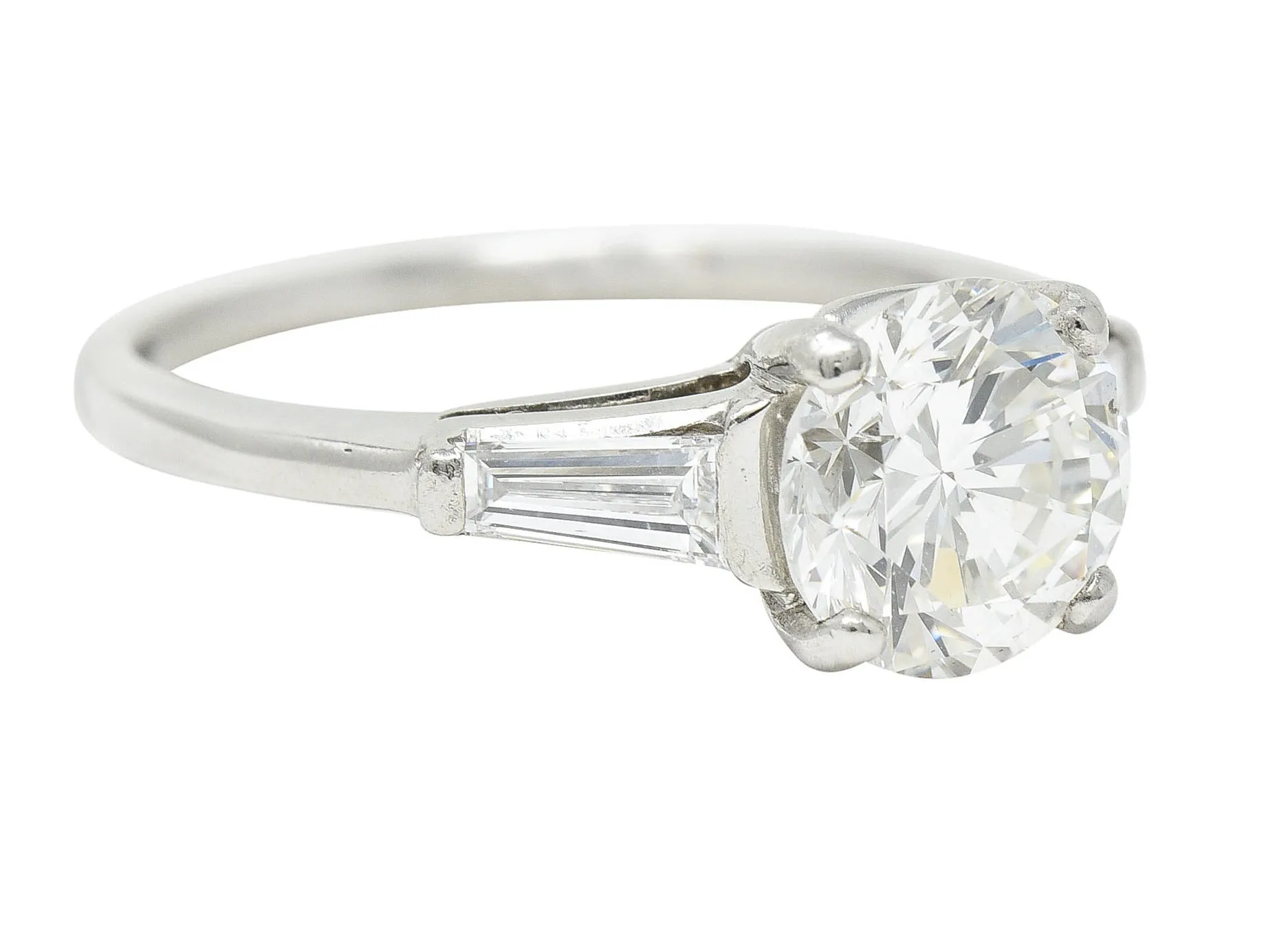 1950's Mid-Century 1.85 CTW Diamond Platinum Engagement Ring