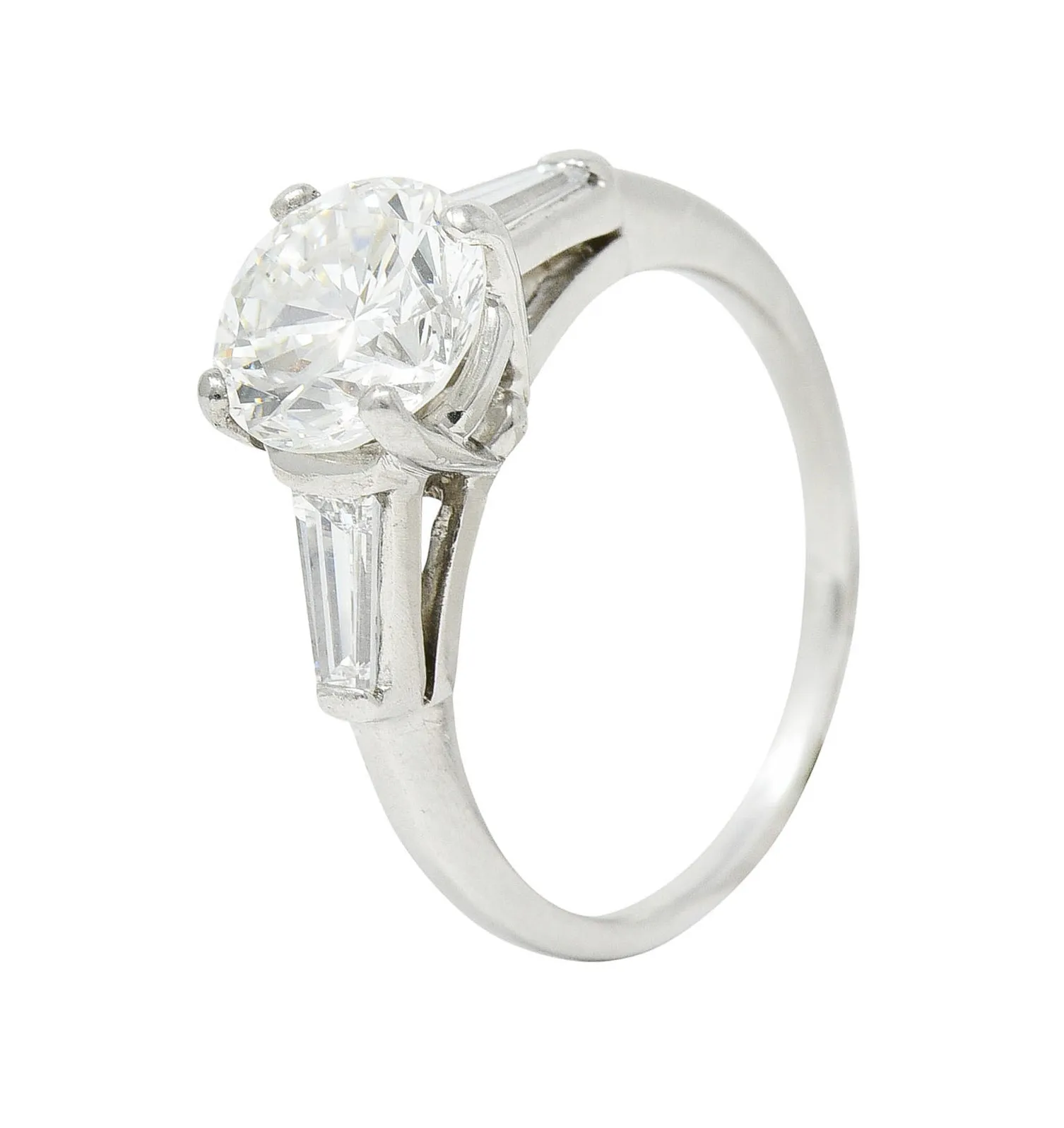 1950's Mid-Century 1.85 CTW Diamond Platinum Engagement Ring