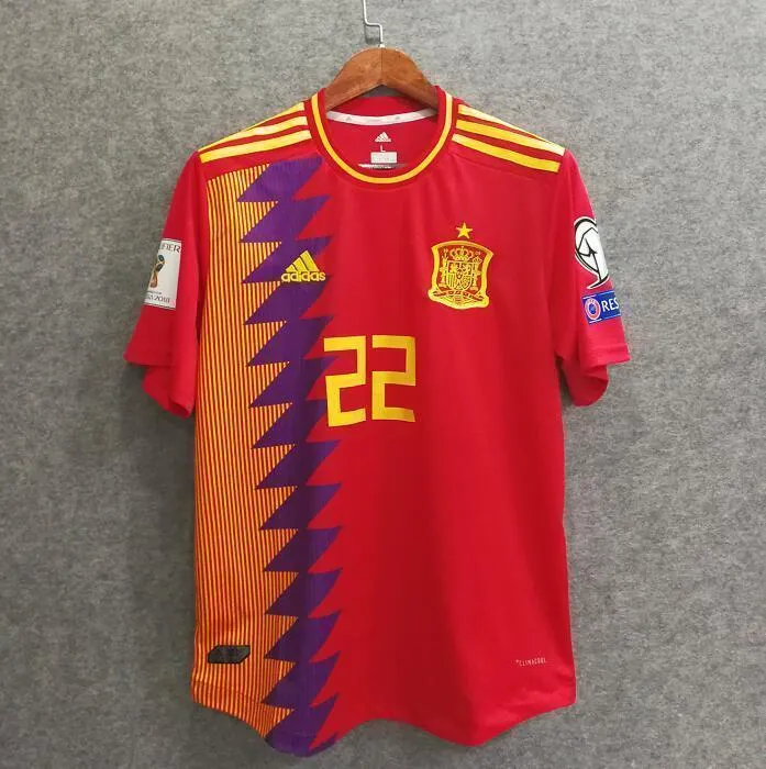 2018 Men Spain Jersey Home 22 Isco Jersey Soccer World Cup Jersey Player