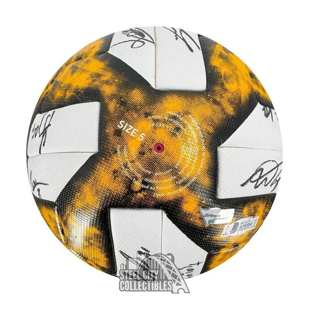 2019 Columbus Crew Auto Match Used Yellow Soccer Ball -BAS/Fanatics LOA(20 Sigs)