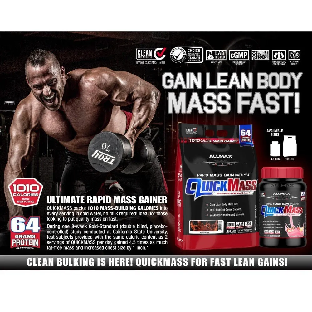 AllMax QuickMass Gainer 3.5lbs (Kosher) Exp Jun-Aug 2025