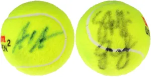 Andre Agassi and Steffi Graf Signed Autographed Yellow Tennis Ball (Fanatics COA)