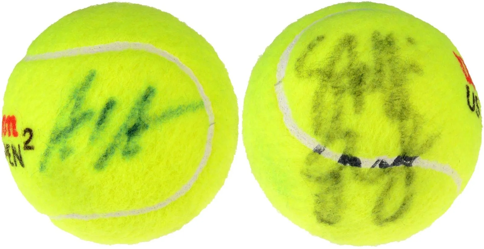Andre Agassi and Steffi Graf Signed Autographed Yellow Tennis Ball (Fanatics COA)