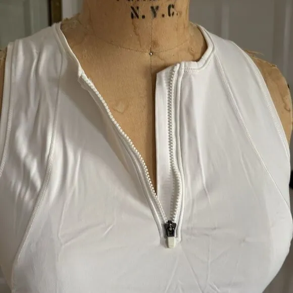 Athleta Tennis Dress White Zip Front Size Medium