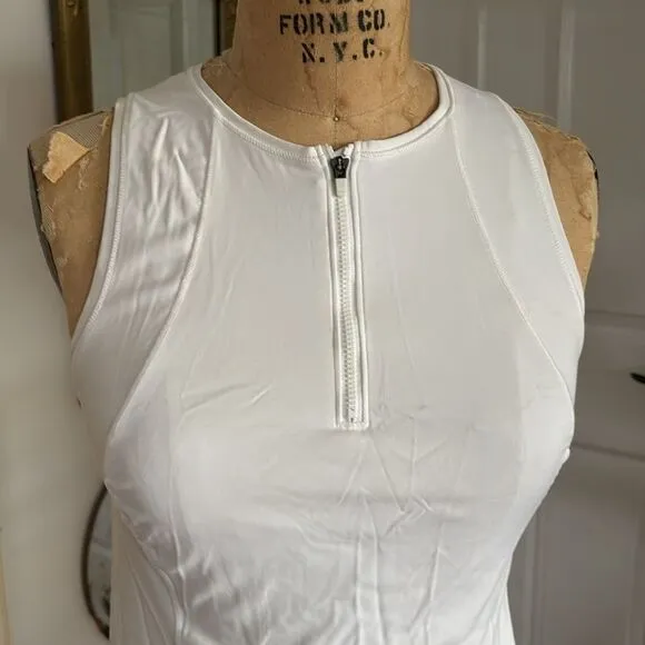 Athleta Tennis Dress White Zip Front Size Medium