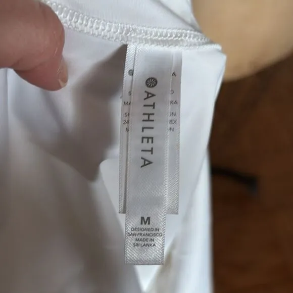 Athleta Tennis Dress White Zip Front Size Medium