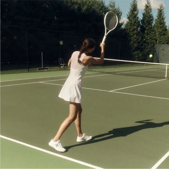 Athleta Tennis Dress White Zip Front Size Medium
