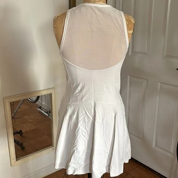 Athleta Tennis Dress White Zip Front Size Medium