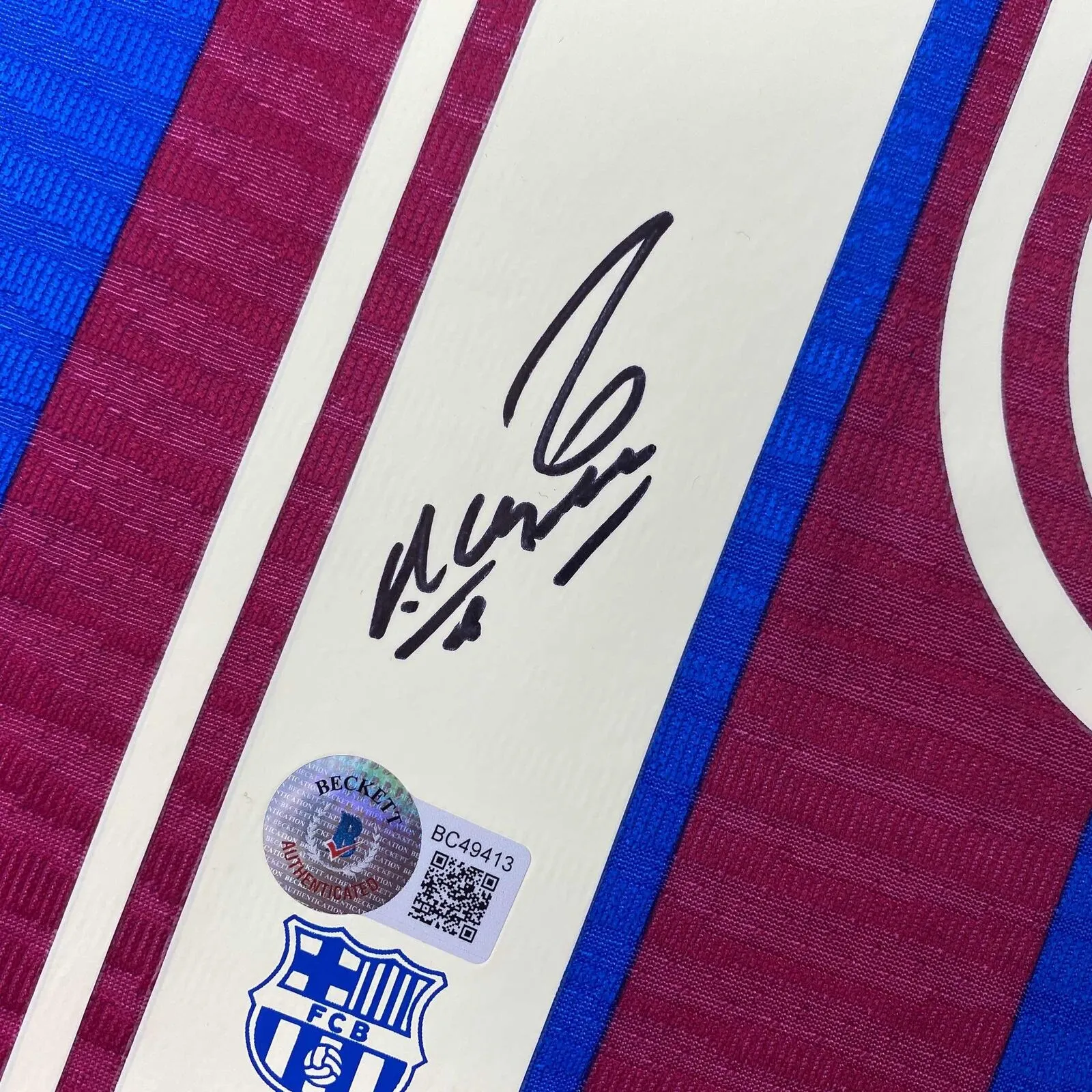 Autographed/Signed Sergio Kun Aguero FC Barcelona Soccer Jersey Beckett BAS COA