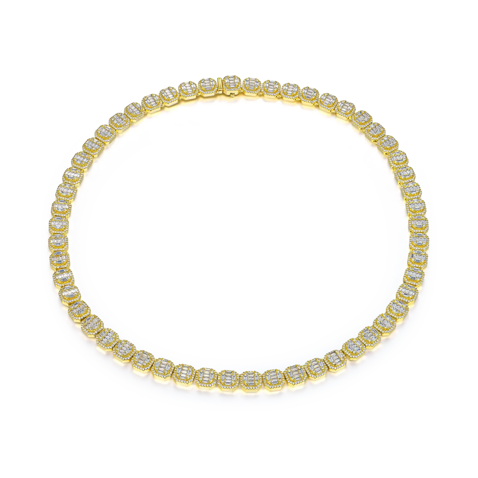 Baguette Clustered Tennis Chain - 8mm