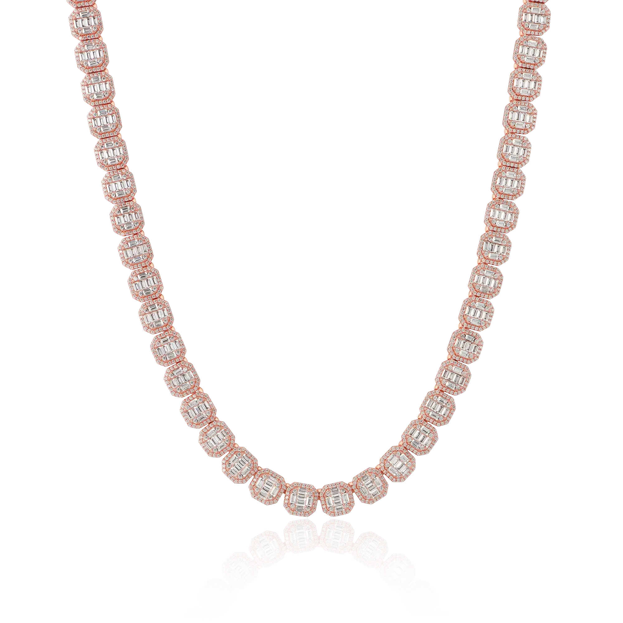 Baguette Clustered Tennis Chain - 8mm