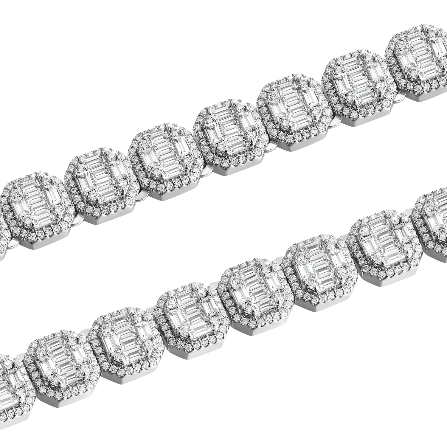 Baguette Clustered Tennis Chain - 8mm