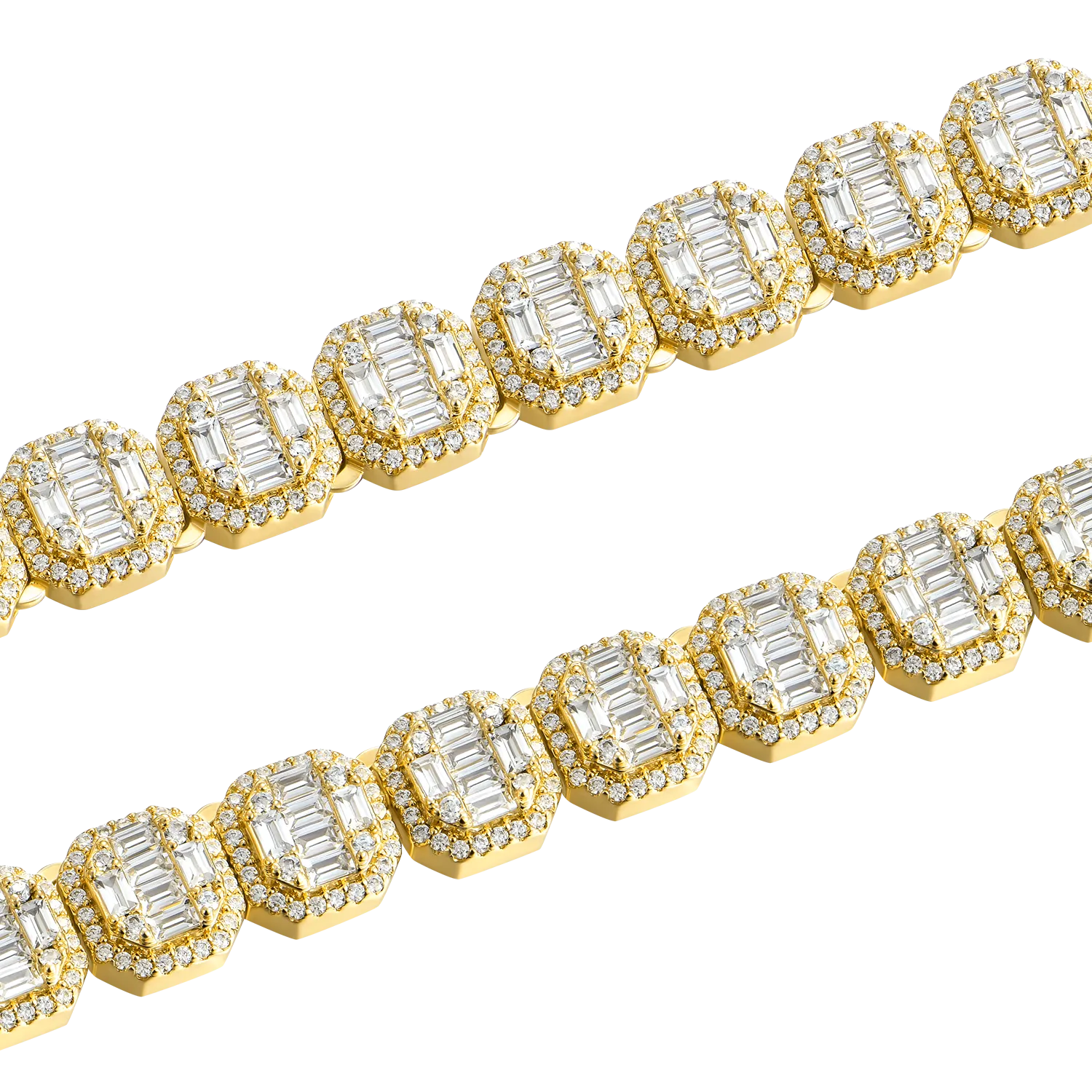 Baguette Clustered Tennis Chain - 8mm