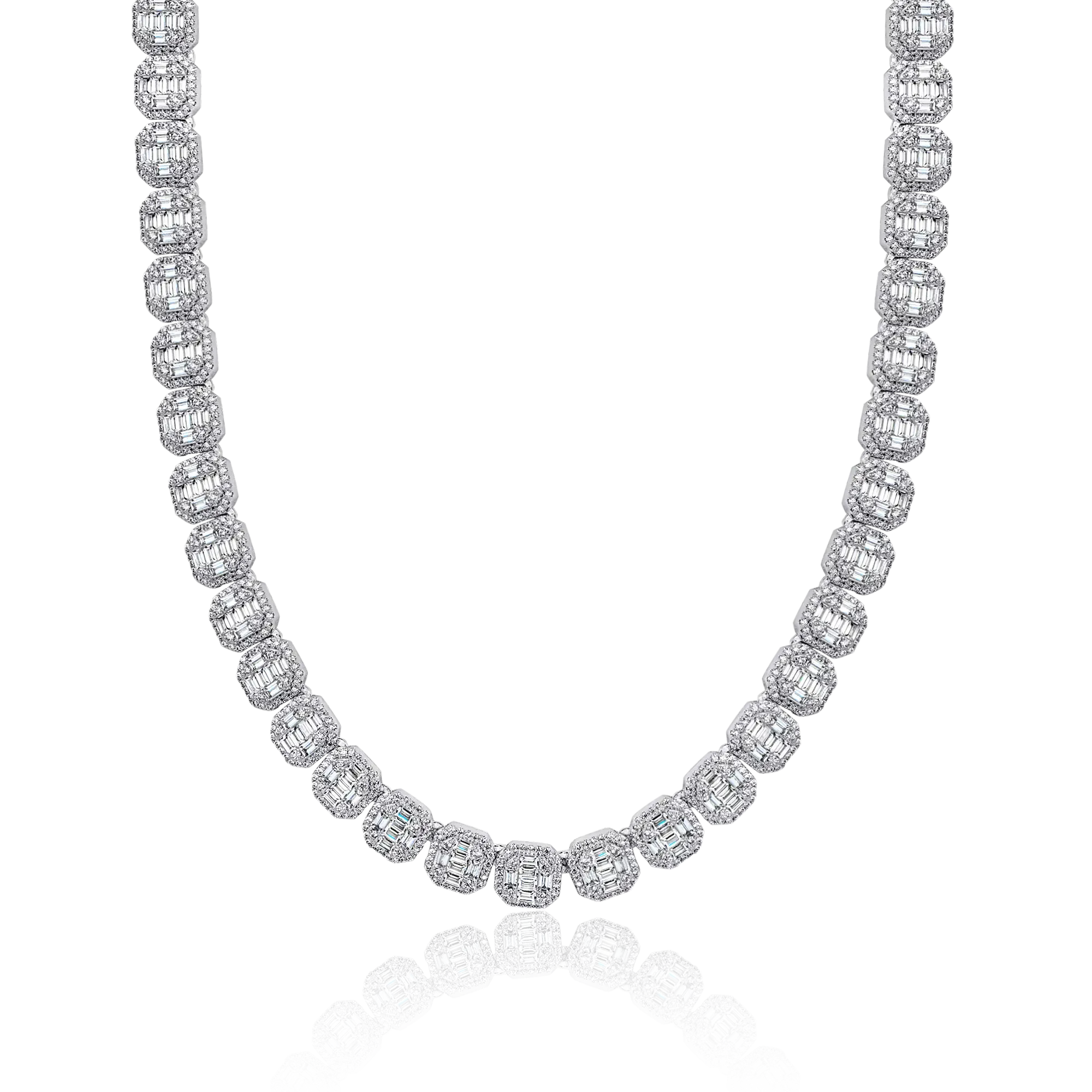 Baguette Clustered Tennis Chain - 8mm