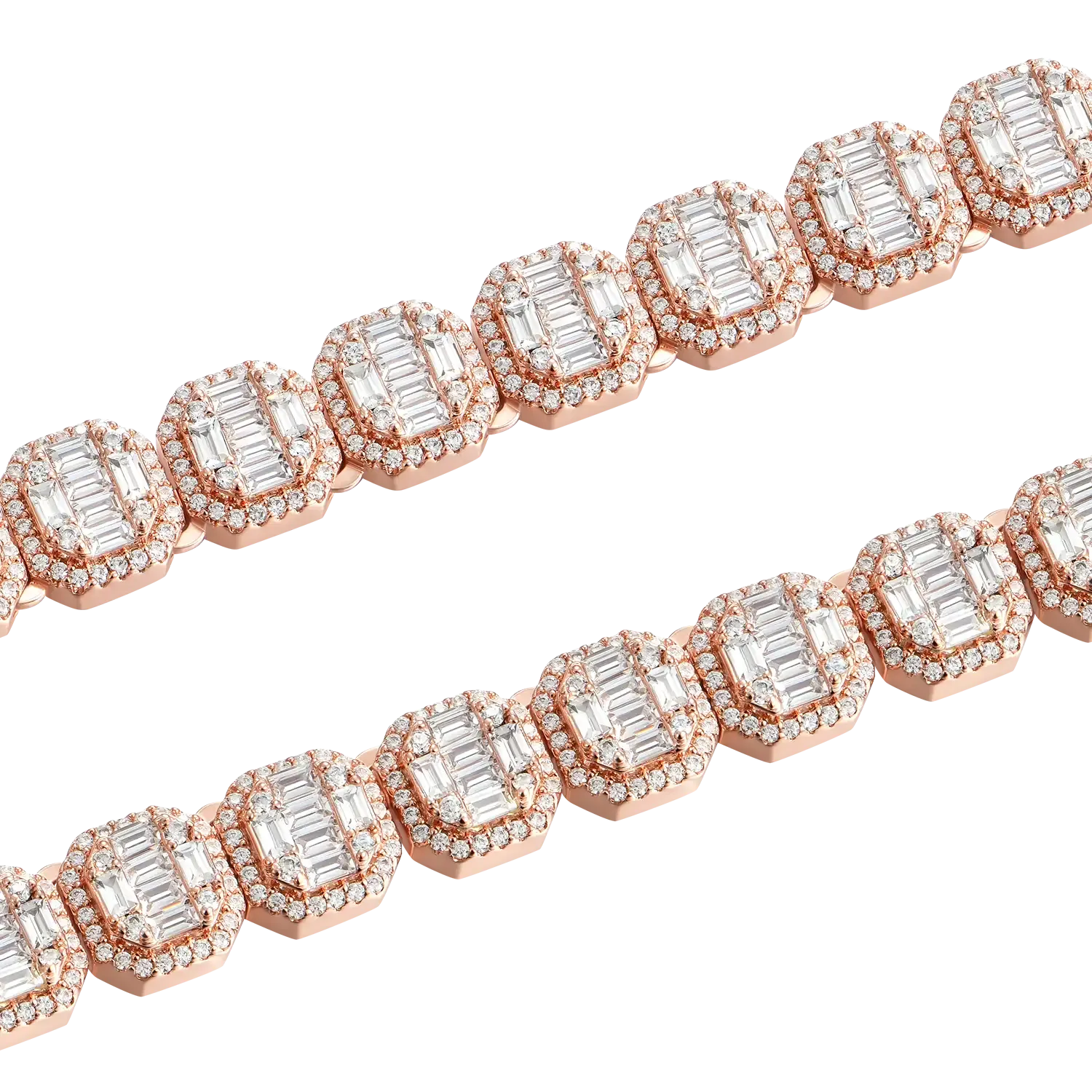 Baguette Clustered Tennis Chain - 8mm