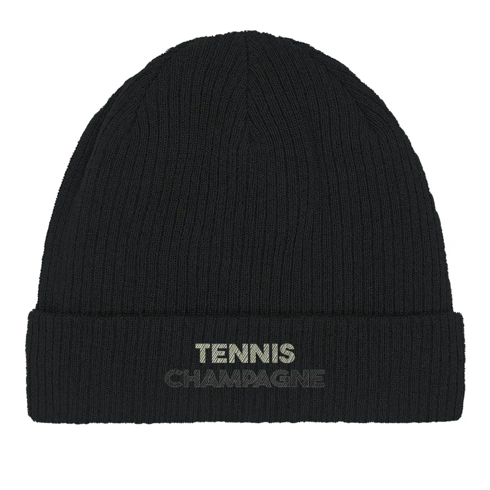 Beanie Tennis Champagne  - Cotton Bio, Embroidered Design