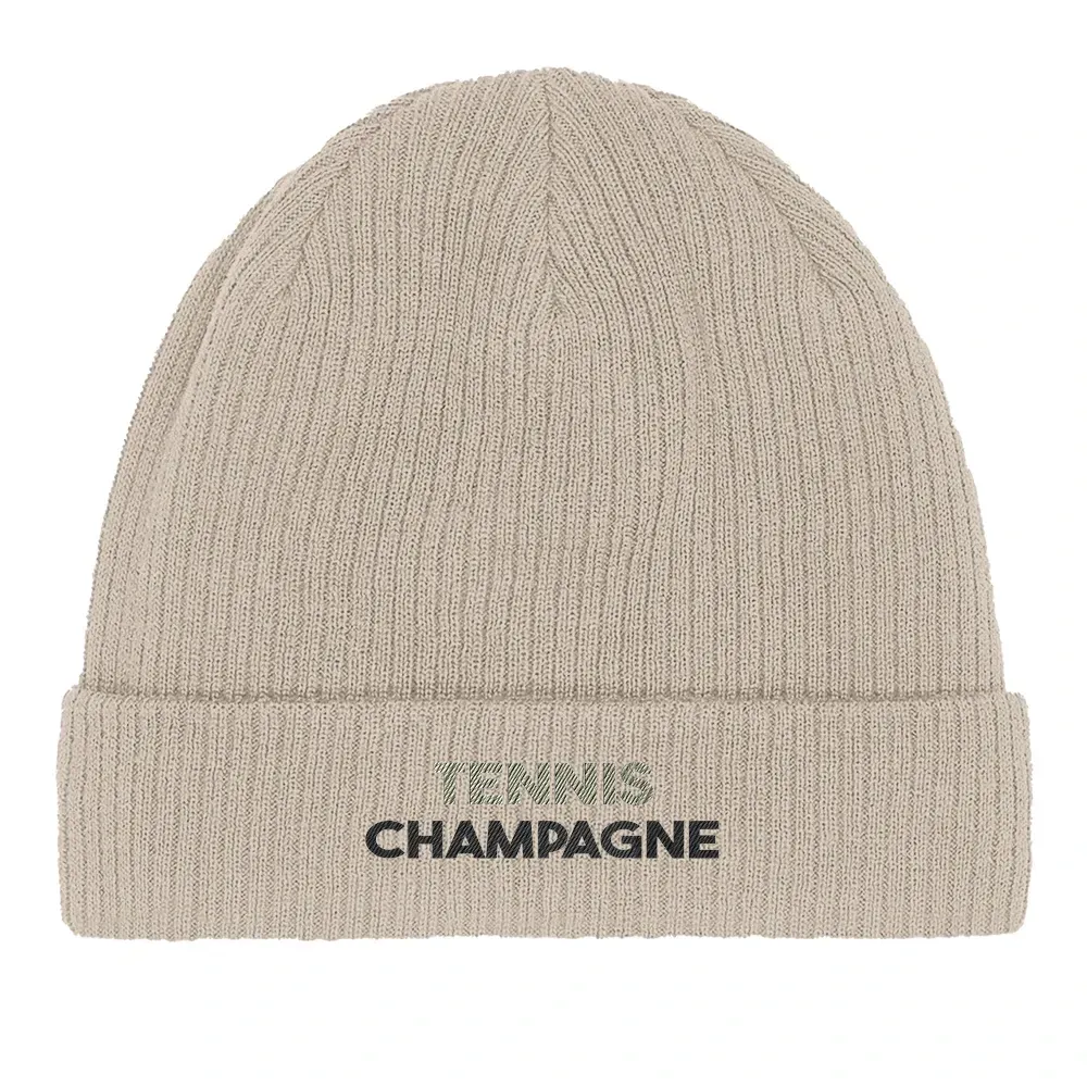 Beanie Tennis Champagne  - Cotton Bio, Embroidered Design