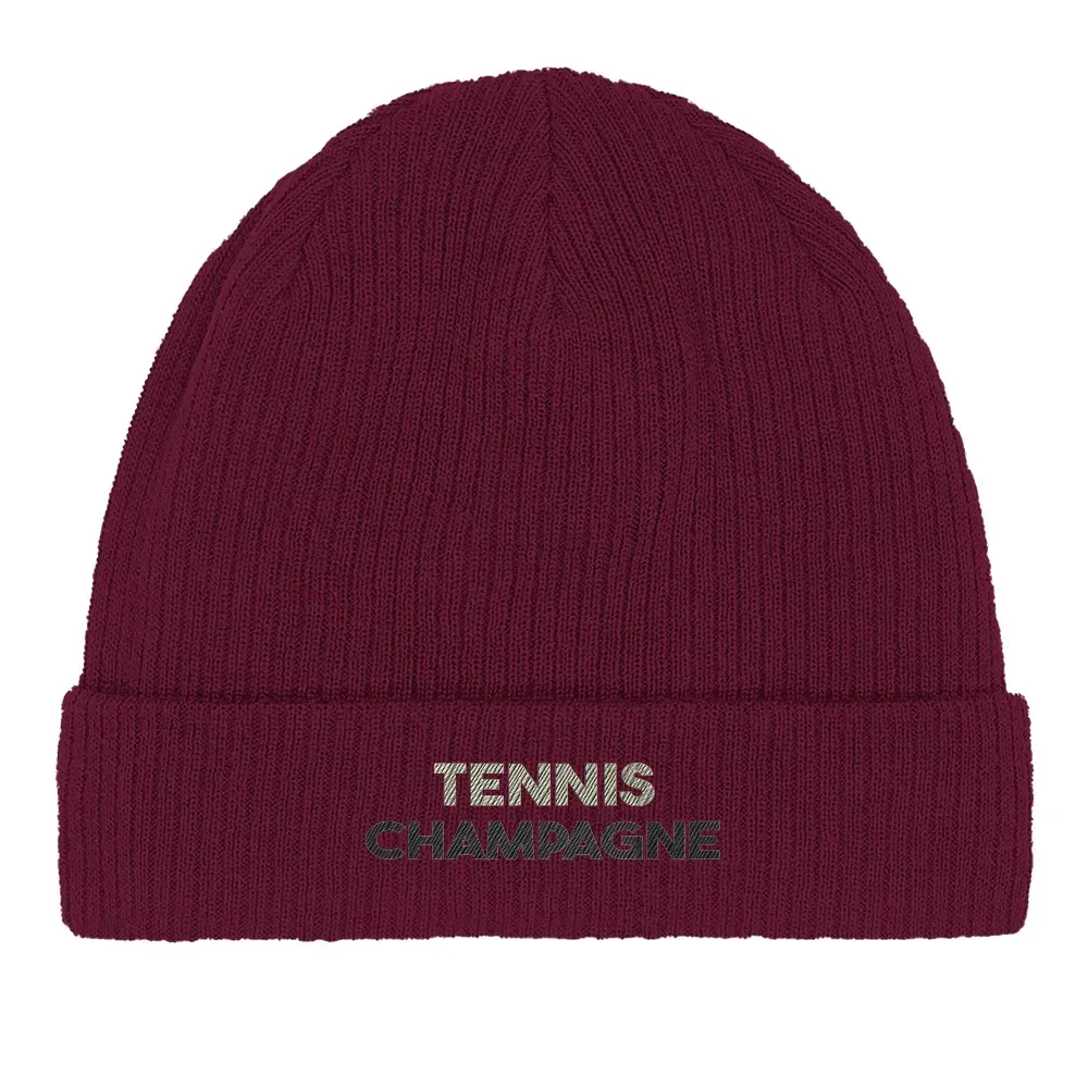 Beanie Tennis Champagne  - Cotton Bio, Embroidered Design