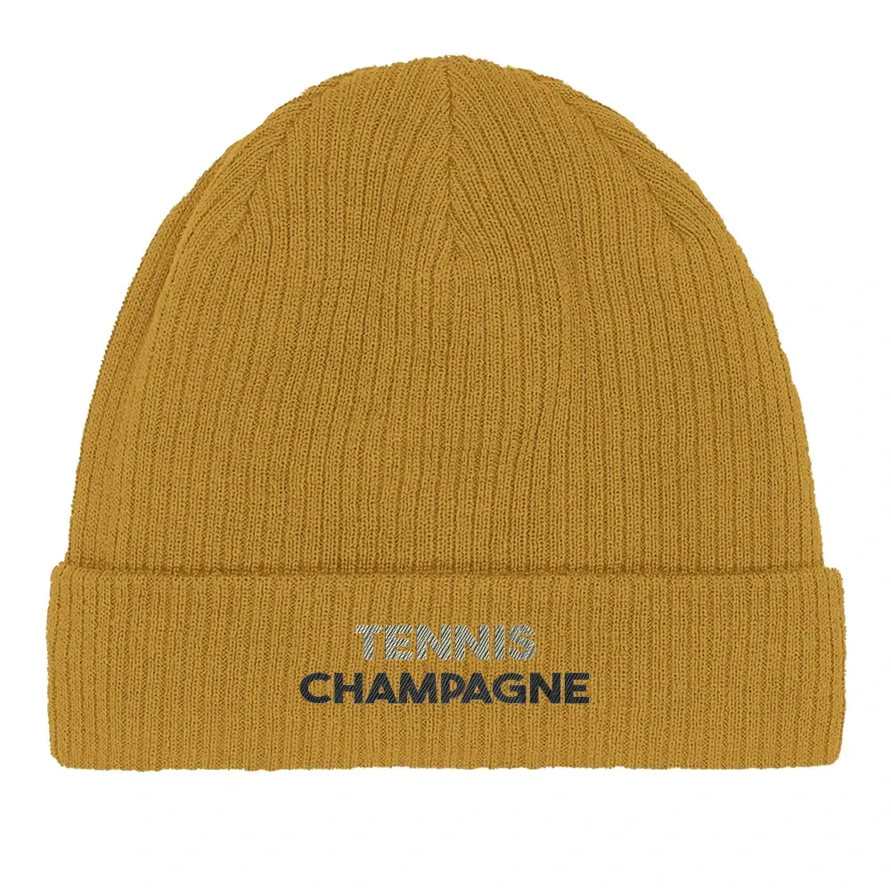Beanie Tennis Champagne  - Cotton Bio, Embroidered Design