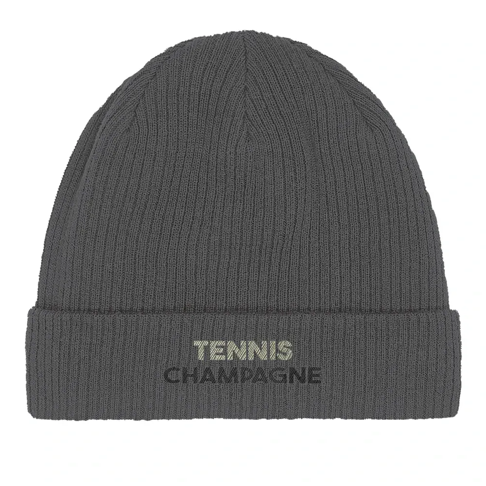 Beanie Tennis Champagne  - Cotton Bio, Embroidered Design