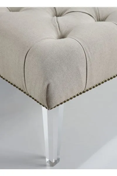 Beige Linen Lucite Bench