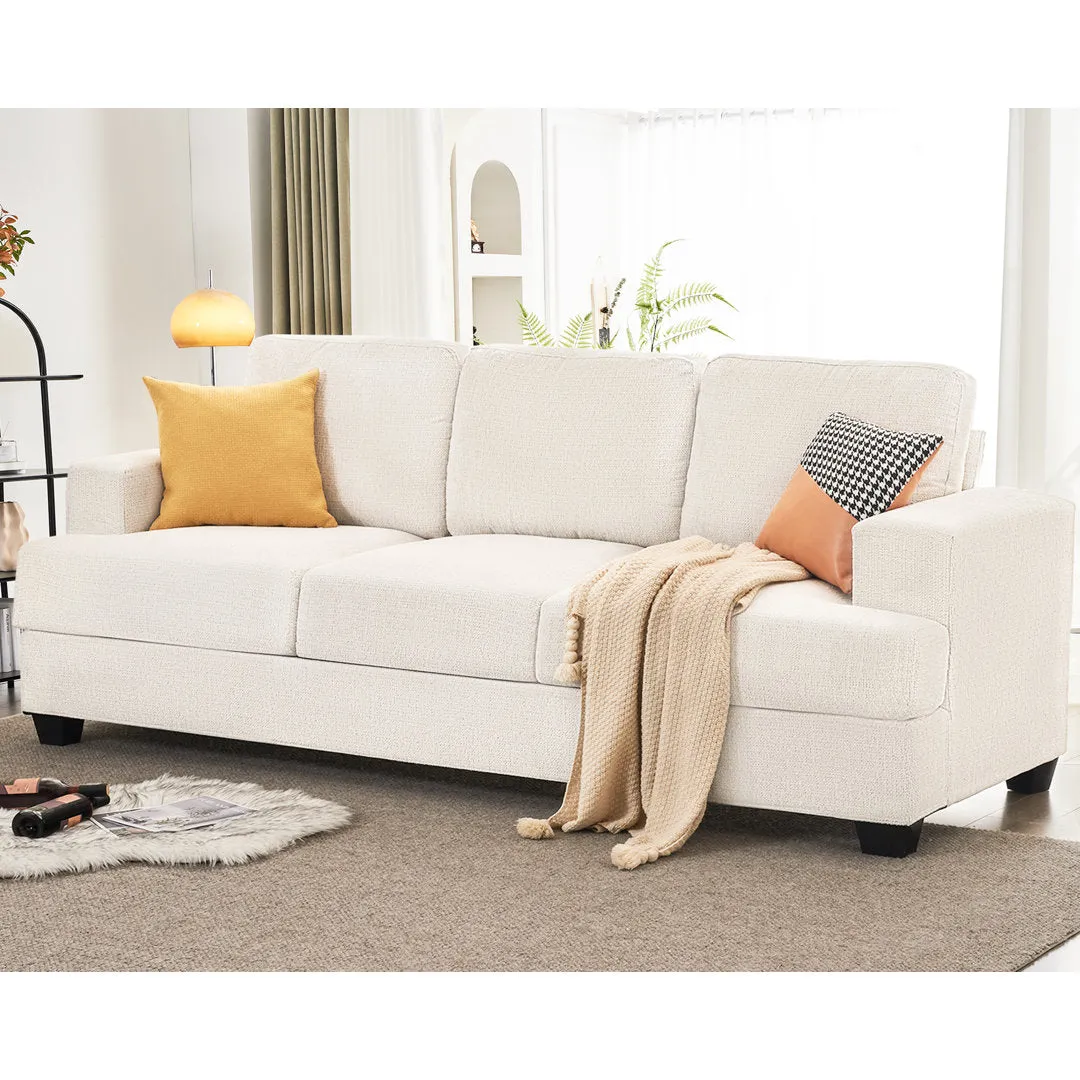 Belosic 89" Upholstered Deep Seat 3 Seater Sofa Wade Logan® Fabric: Beige Chenille