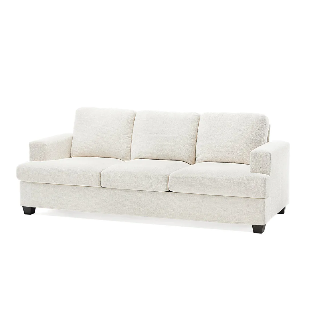 Belosic 89" Upholstered Deep Seat 3 Seater Sofa Wade Logan® Fabric: Beige Chenille