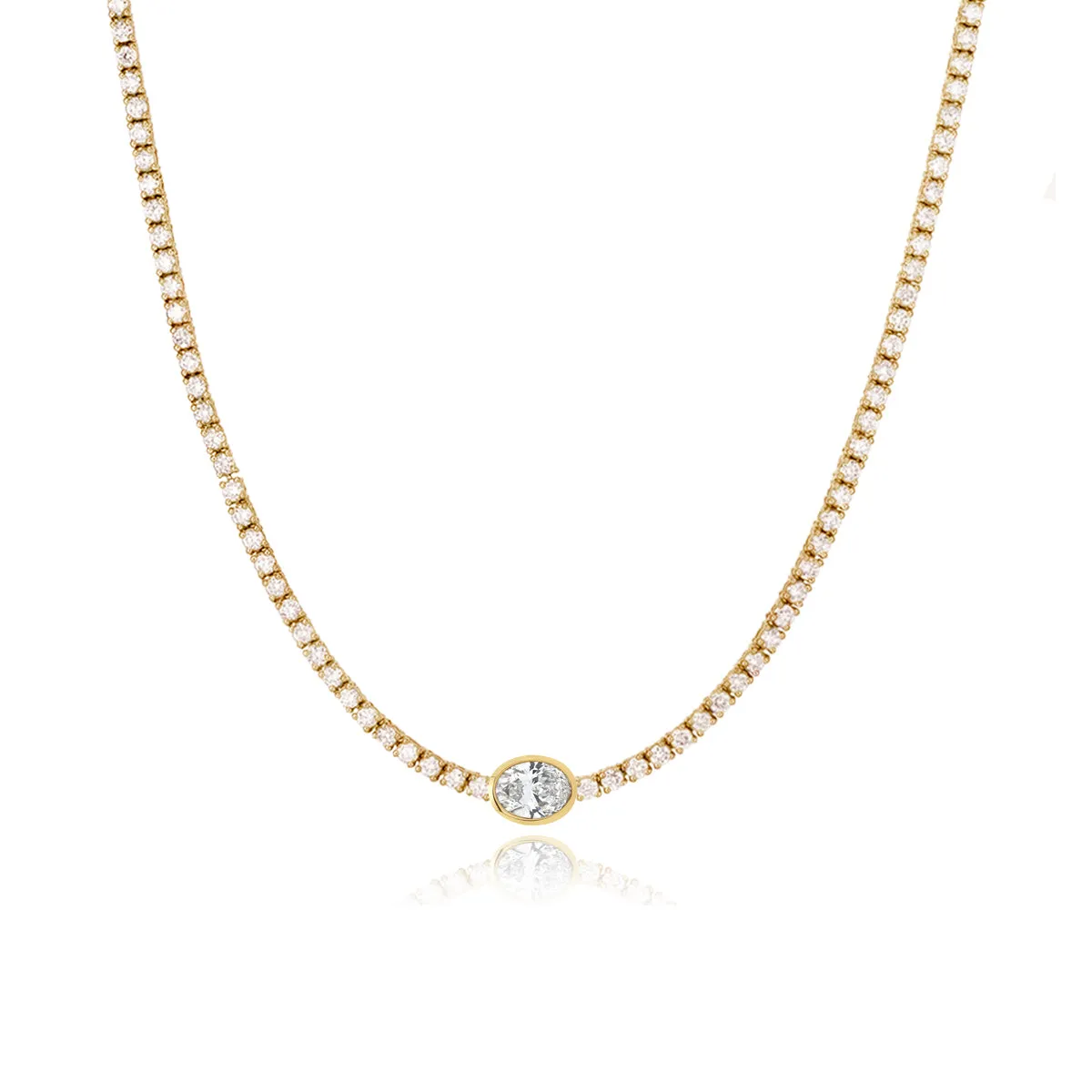 Bezel Solitaire Diamond Tennis Necklace