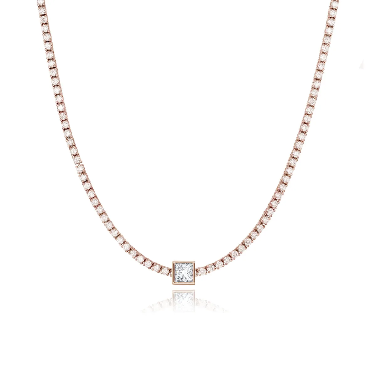 Bezel Solitaire Diamond Tennis Necklace