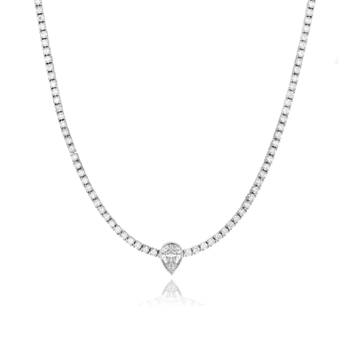 Bezel Solitaire Diamond Tennis Necklace