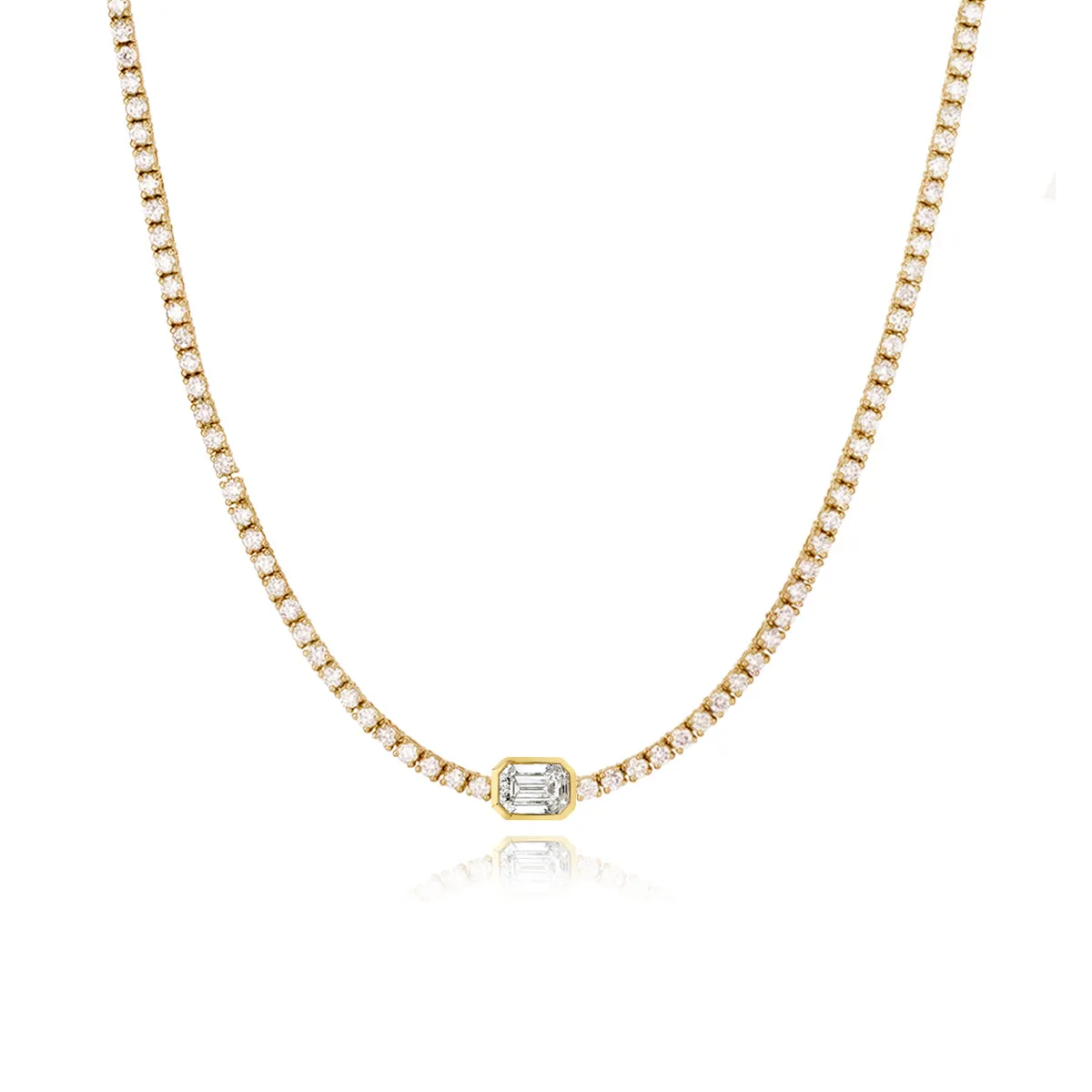 Bezel Solitaire Diamond Tennis Necklace