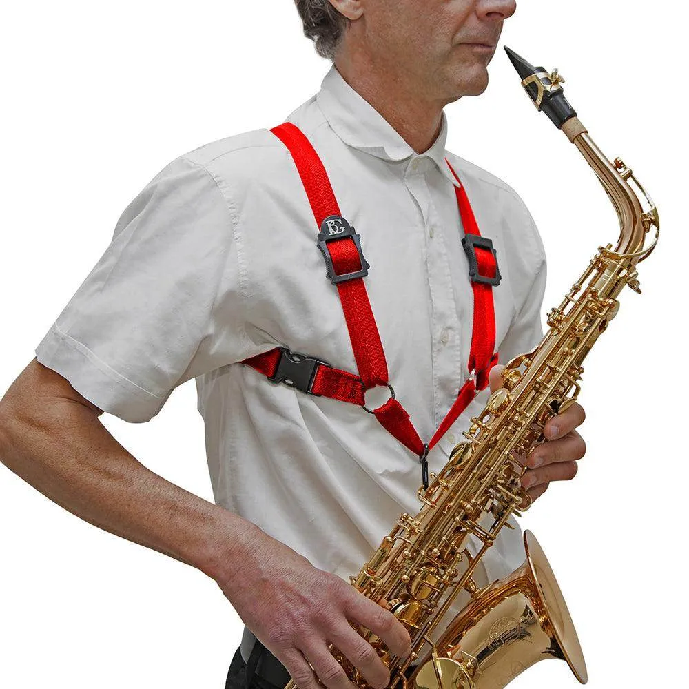 BG Alto, Tenor & Baritone Sax XL Harness ~ Red ~ Metal Hook