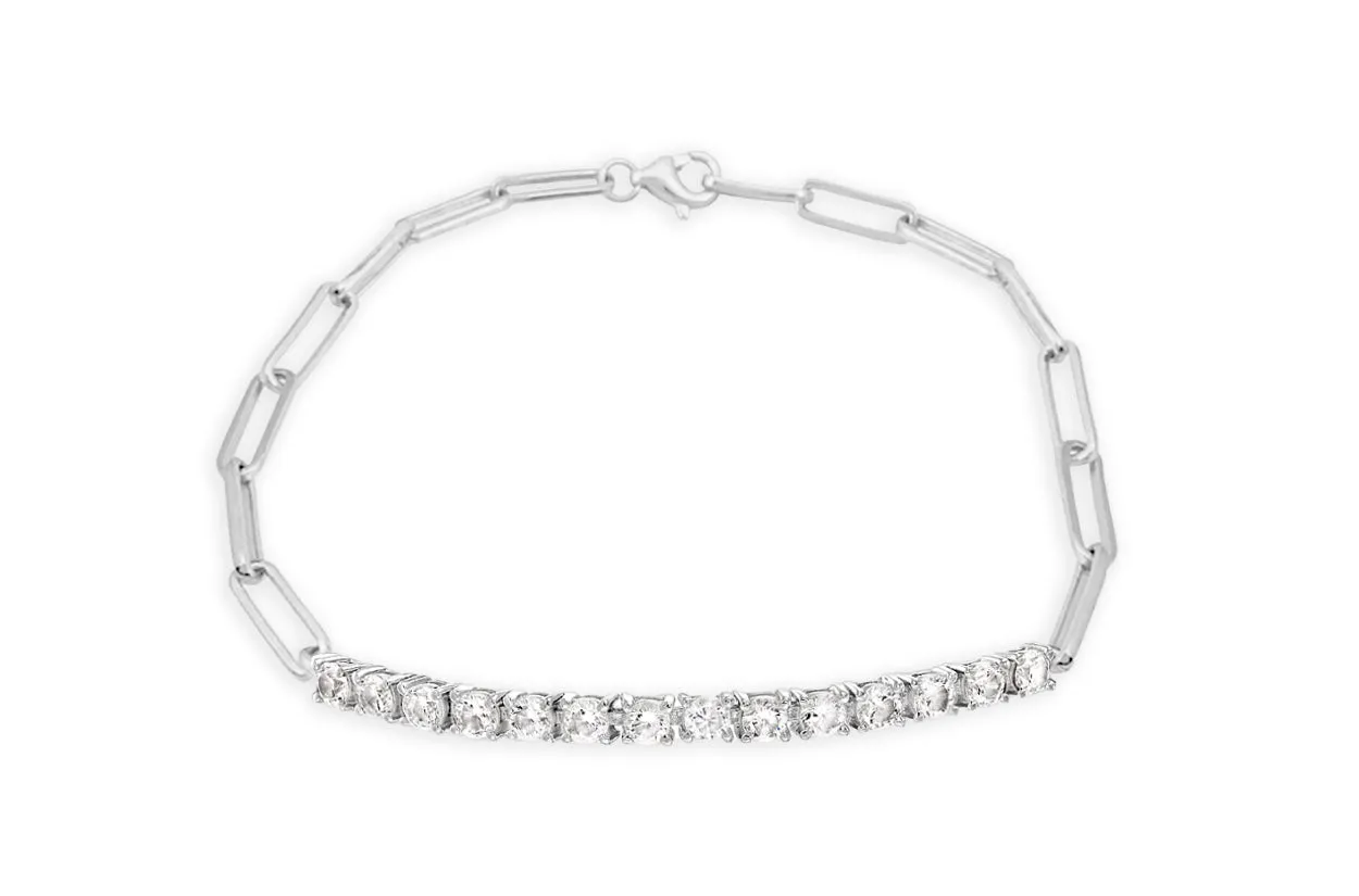 Bracelet Tennis 18kt Gold Diamonds & Paper Clip