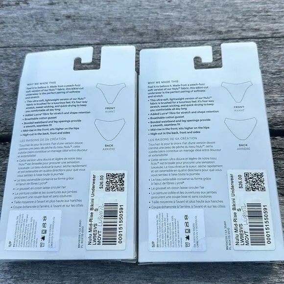 BUNDLE OF 2 Lululemon Wundermost Nulu‎ Mid-Rise Bikini Underwear SMALL NWT