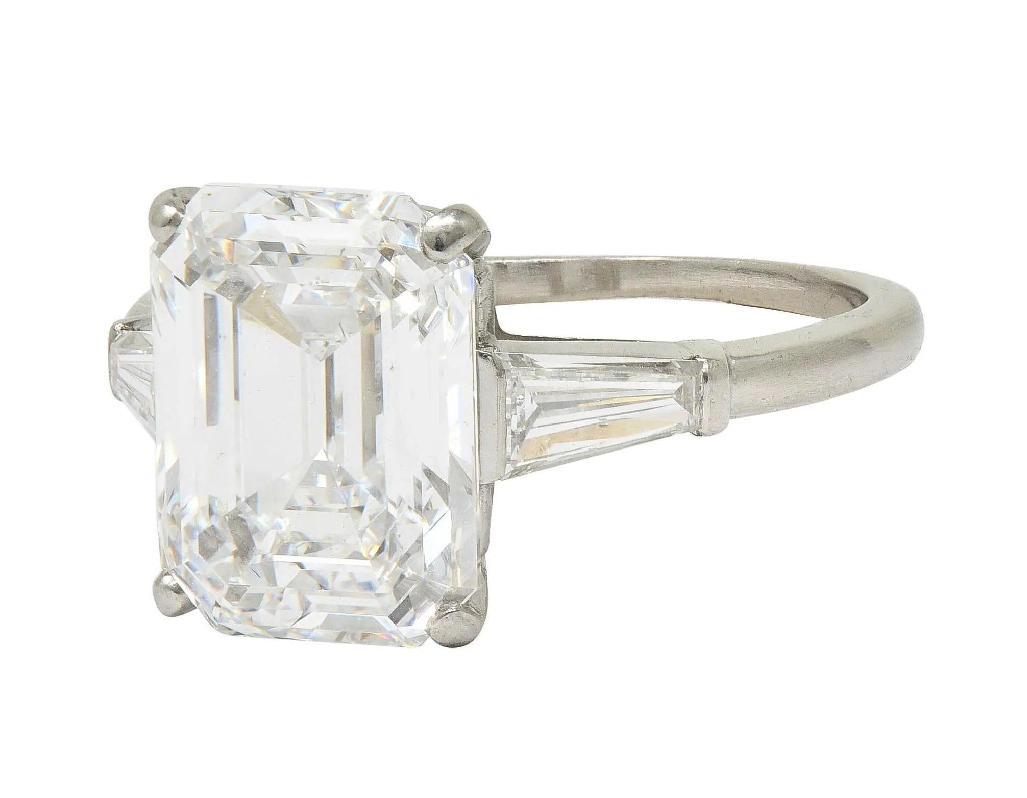 Cartier Mid-Century 5.40 CTW Emerald Cut Diamond Platinum Vintage Engagement Ring GIA