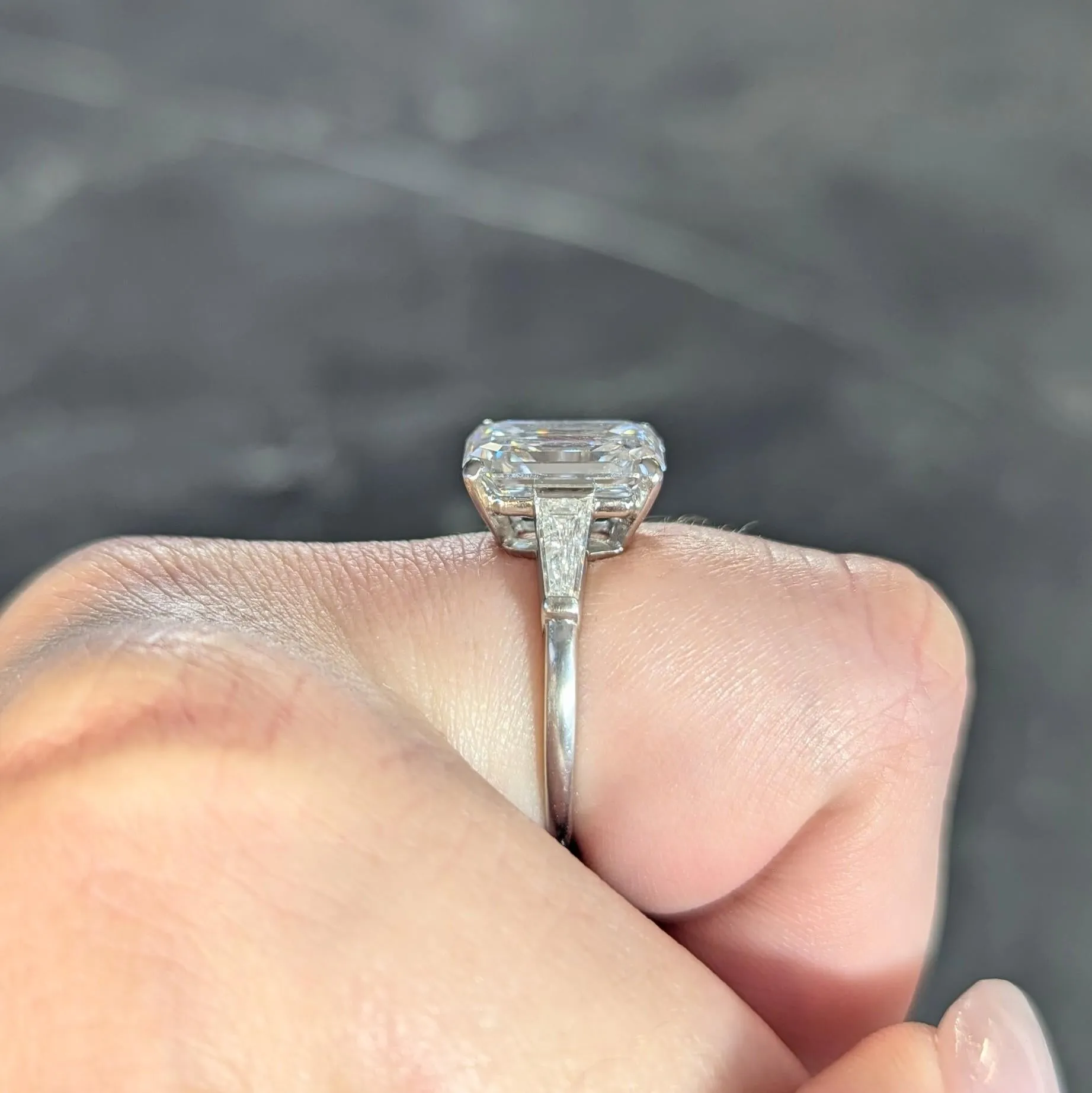 Cartier Mid-Century 5.40 CTW Emerald Cut Diamond Platinum Vintage Engagement Ring GIA