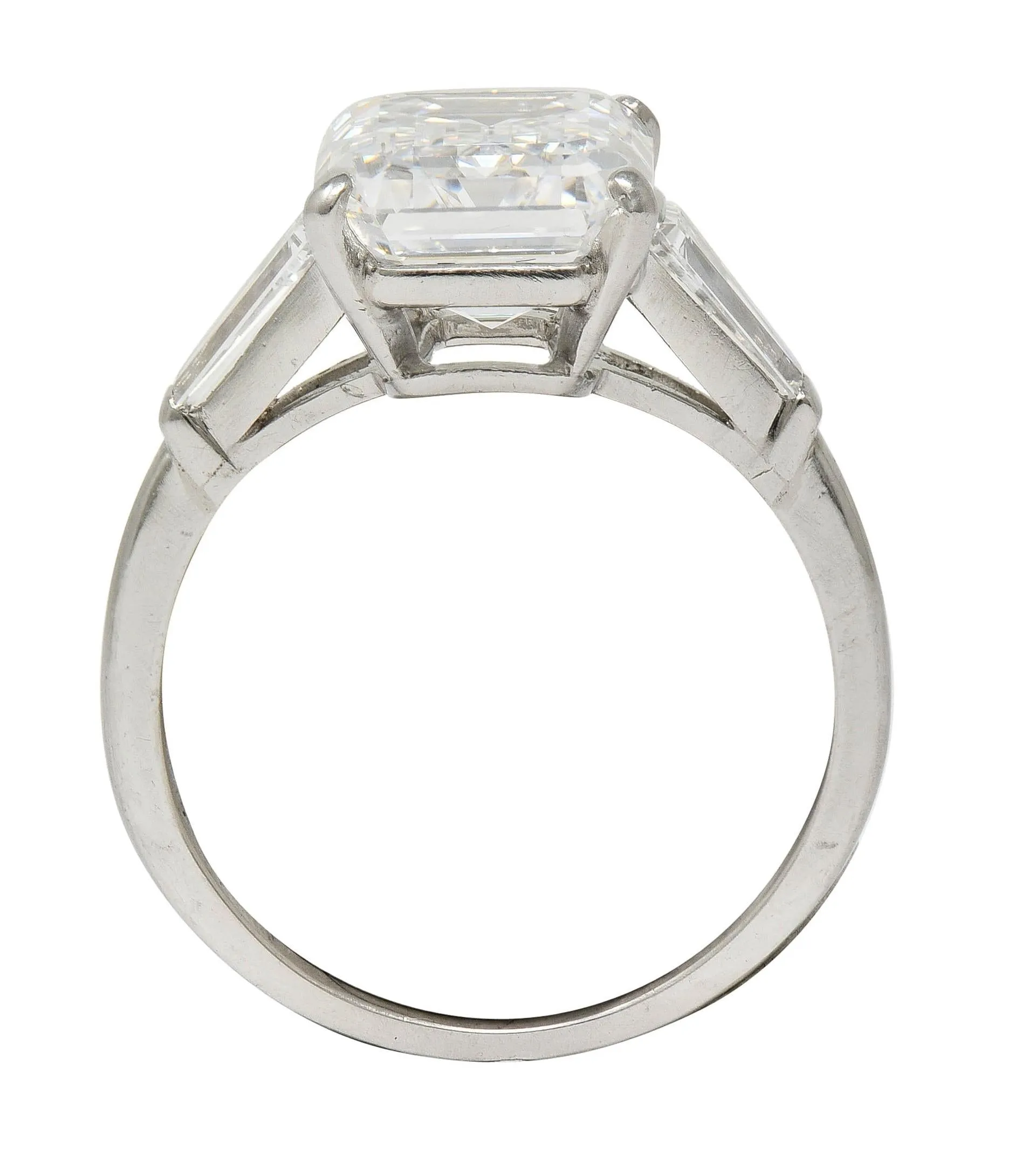 Cartier Mid-Century 5.40 CTW Emerald Cut Diamond Platinum Vintage Engagement Ring GIA