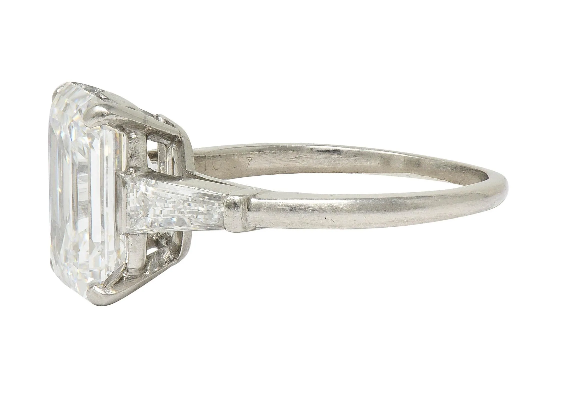 Cartier Mid-Century 5.40 CTW Emerald Cut Diamond Platinum Vintage Engagement Ring GIA