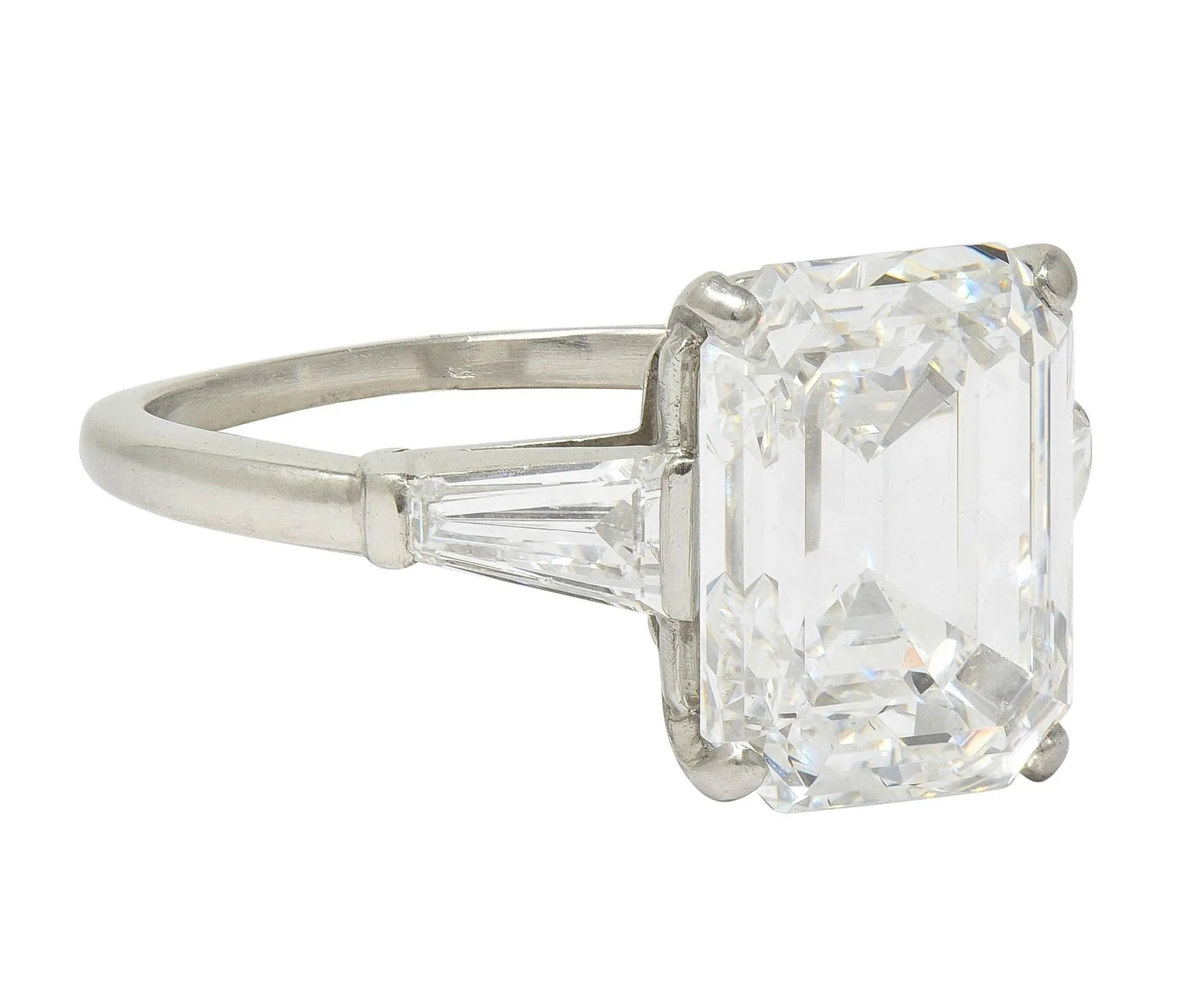 Cartier Mid-Century 5.40 CTW Emerald Cut Diamond Platinum Vintage Engagement Ring GIA