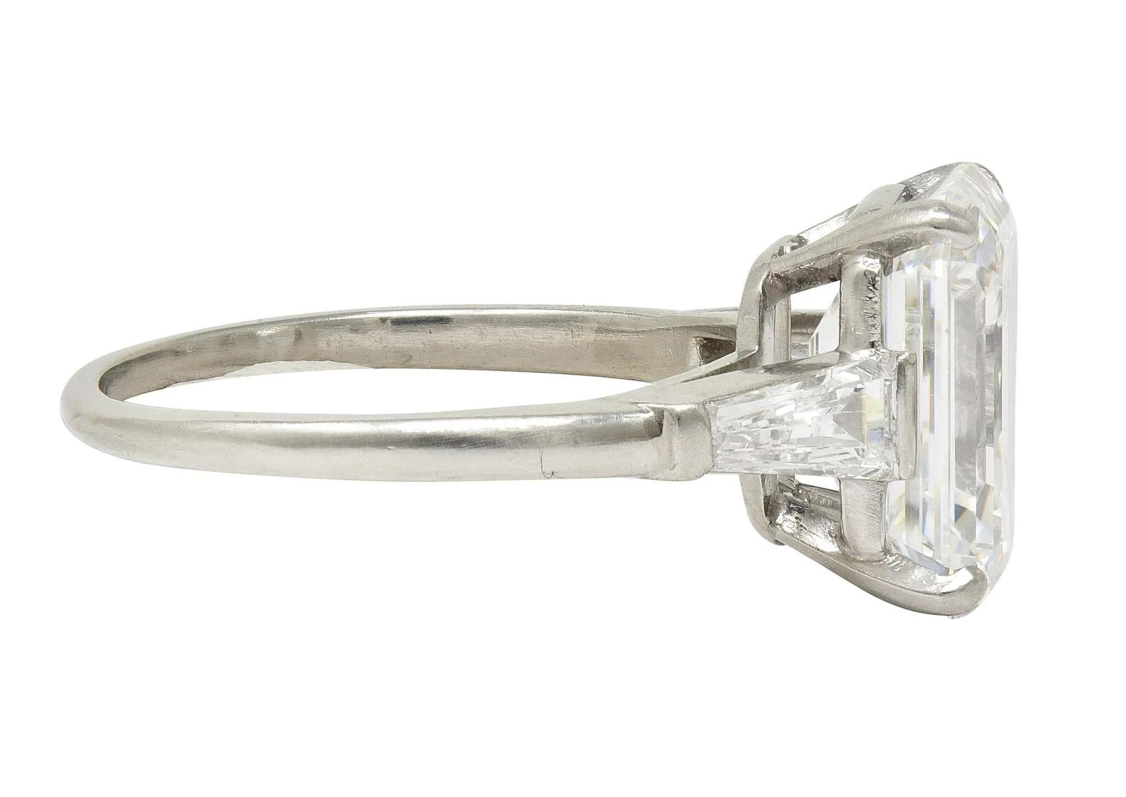 Cartier Mid-Century 5.40 CTW Emerald Cut Diamond Platinum Vintage Engagement Ring GIA